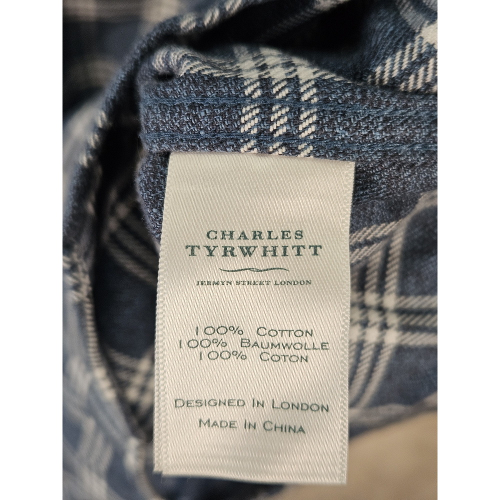 Charles Tyrwhitt Non-Iron Dress Shirt Size XL Blue White Classic Fit Long Sleeve - Picture 5 of 10